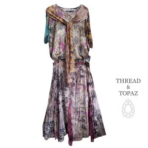 URU Kristine St. RRik Floral Hand-Dyed Skirt & Top Set